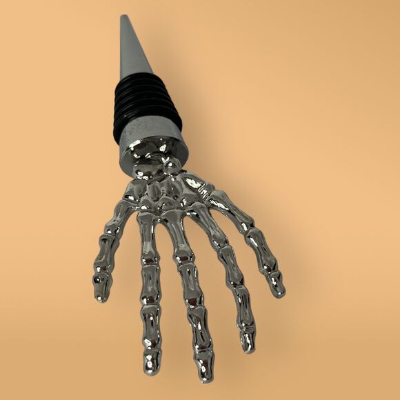 Spooky Skeleton Hand Wine Stopper | Halloween Bottle Metal Stopper - Picture 2 of 8
